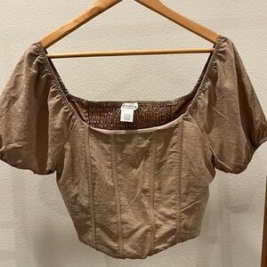 Kirious Brown Puff Sleeve Blouse XL